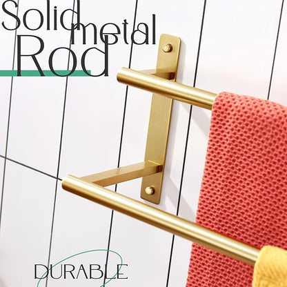 KOKOSIRI 20 Inch Bathroom Towel Racks Double Towel Bar Bath Towel Holder Towel Hanger Towel Shelf Wall Mount Stainless Steel Brushed Gold B5010BG-L20