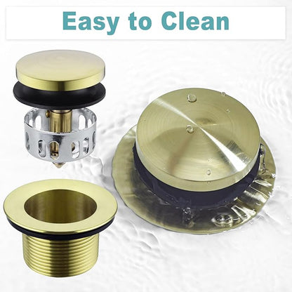 BESTILL Tip-Toe Bathtub Drain Bath Tub Trim Set Conversion Kit with Overflow Faceplate, Brushed Gold