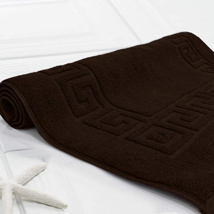 DAN RIVER Greek Cotton Bath Mats Set of 2 – Not a Bathroom Rug, Ultra Soft, Highly Absorbent & Machine Washable Bath Mat Towel for Bathroom Floor Mat – Durable, Quick-Dry, 21x34 Inches, Brown