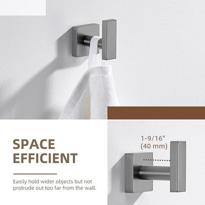 Angle Simple Square Towel Hook, SUS304 Stainless Steel Robe Coat Hook for Bathroom, Hand Towel Holder, Gunmetal Gray