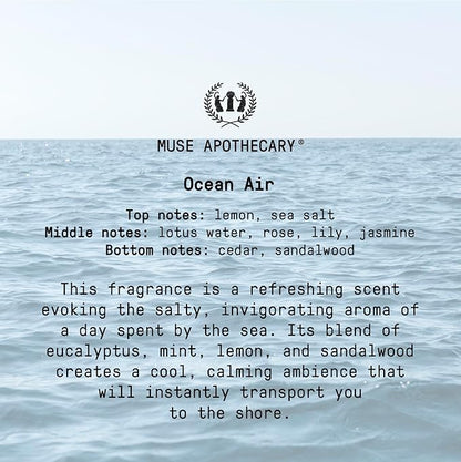 Muse Apothecary Home Ritual Active Odor Eliminator Spray - Furniture Deodorizer Spray & Bathroom Odor Eliminator for Home - Essential Oil Air Freshener - 8oz, Ocean Air