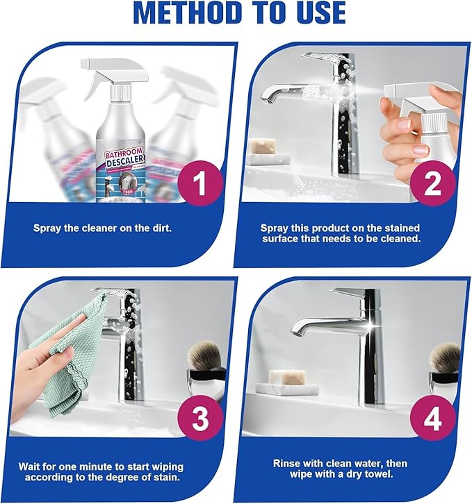 Bathroom Descaler Foam Cleaner,Bubble Cleaner Foam,Bathroom Glass Descaler,All Purpose Rinse Cleaning Foams Spray For Bathtub,Toilet,Glass,Faucet(2PCS)