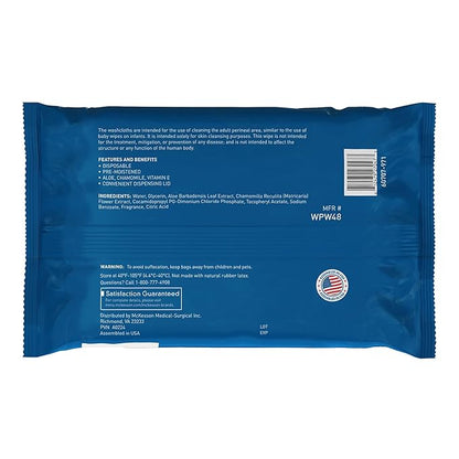 McKesson Washcloth Wipes, Scented - Disposable Wet Wipes for Adults - Alcohol-Free - No-Rinse Formula - Snap Lid Soft Pack, 48 Count, 1 Pack