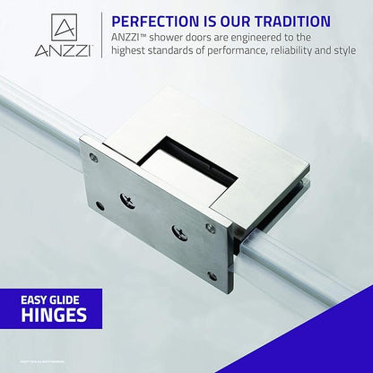 ANZZI 72" x 30" Frameless Shower Door in Brushed Nickel, Water Repellent Glass Shower Door with Seal Strip Parts and Handle, 3/8 Glass Hinged Shower Door with Handle,Series (SD-AZ09-02BN)