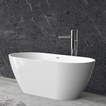 59 Inch Acrylic Freestanding Bathtub, Acrylic Soaking Bathtub with Matte Drain and Overflow, Deep Ergonomic Tub with Double-Walled Insulation, CUPC Certified, Modern Square Design