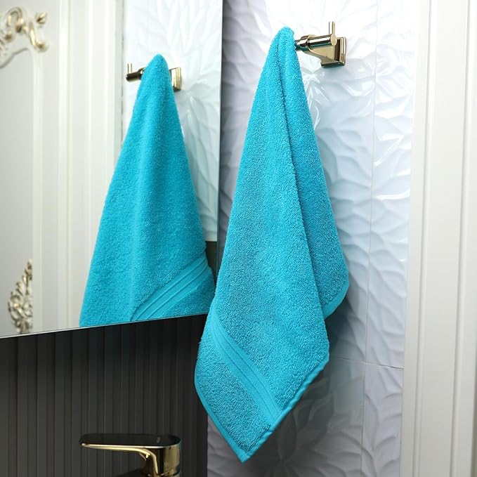 Hand Towels Set of 4 - Extra Soft &%100 Cotton, Large (16"x 28") Decorative, Luxury, Plush - Versatile, Perfect as Hotel Quality Towel, Soft Face Towels, Large Hand Towels - Turqoise