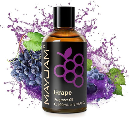 MAYJAM 100ML/3.38FL.OZ Grape Fragrance Oils with Glass Dropper, Essential Oils for Diffusers for Home, Long Lasting Scented Oils for Diffusers Soap Candle Making