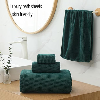 YTYC 29x59 Inch Bath Towels Set of 6 Large, Super Soft Absorbent Lint Free Microfiber Towels for Bathroom 80% Polyester (Dark Green, 6 Piece)