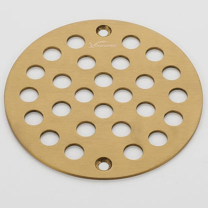 4-Inch Screw-in Shower Strainer Drain Cover Replacement Floor Strainer (Brushed Gold)
