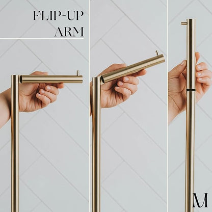 MARMOLUX ACC Free Standing Gold Toilet Paper Holder Stand White Marble Base and Storage | 4 Jumbo Roll Bathroom Hardware Toilet Tissue Organizer | Stainless Steel Bathroom Decor Accessory