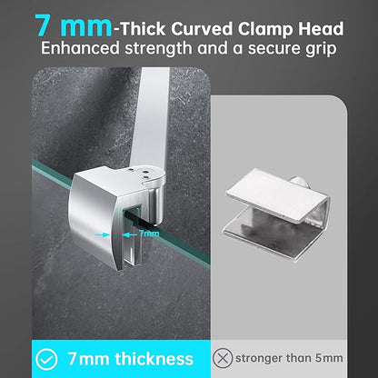 Frameless Shower Door Support Bar, Stainless Steel Wall-to-Glass Support Arm to Fixed Shower Glass Panel, for 1/4"-3/8" (6-10 mm) Door, 180° Pivot & Stow-Flat Mode (Brushed Nickel, 19.7-inch(500mm))