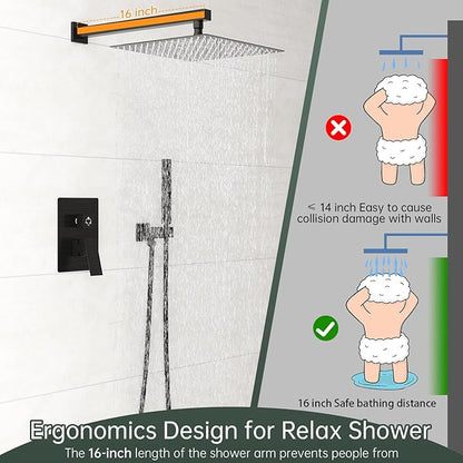 Hoimpro 12 Inch Shower Rain Head Shower System Faucet Set 2 in 1 Handheld Showerhead Wall Mounted, Rainfall Showert Head Fixture Combo, Oil Rubber Bronze
