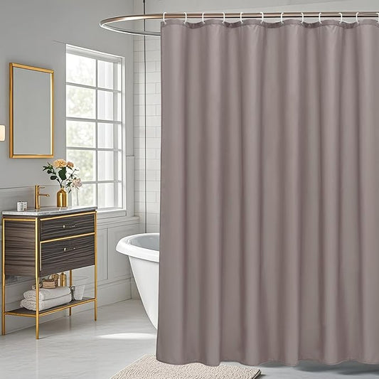 AooHome 72x96 inch Fabric Shower Curtain Liner, Water Repellent Extra Long Bathroom Curtain for Hotel with Hooks, Weighted Hem, Chocolate