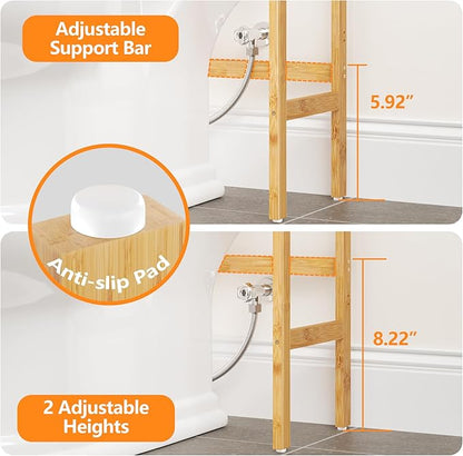 AMBIRD Over The Toilet Storage, 3-Tier Bathroom Organizer Over Toilet with Sturdy Bamboo Shelves,Multifunctional Toilet Shelf,Easy to Assemble and Saver Space, 25 * 10 * 64 Inches (Original Color)