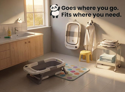VASTIO™ 6-in-1 Collapsible Baby Bathtub Set – Foldable Baby Bath Tub for Newborn to Toddler, Portable Baby Bath Set with Cushion, Cap, Sponge, Rinse Cup & Towel – All-in-One Baby Bathing Essentials