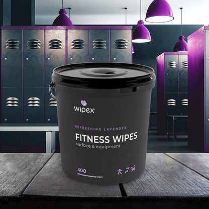 Wipex Gym Wipes – Natural Fitness Equipment Wipes, Plant-Based Cloth - Lavender & Vinegar to Clean Surfaces, Safe Yoga Mat Cleaner, All Purpose Gym Cleaner, Peloton Bikes, 400 Count (2 Pk)