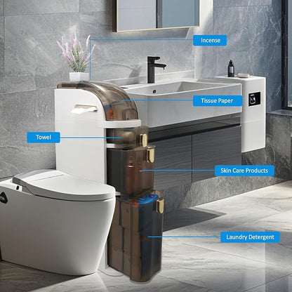 Bathroom Floor Cabinet, Narrow Bathroom Storage Cabinet, Mobile and No Installation Required, Perfect for Small Space Laundry Rooms, Toilet Areas and Living Room Gaps