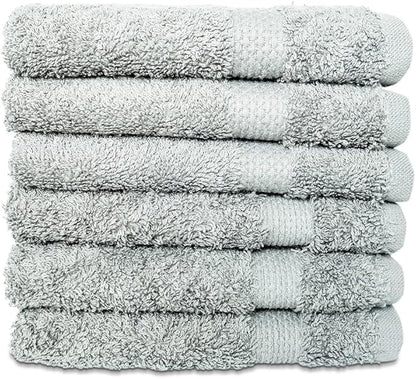 Hencely Premium 6-Pack Washcloths 12x12 Inches Soft Turkish Cotton High Absorbent and Quick Dry Dishtowel for Kitchen and Bath (Wash Cloth 6 Pack, Light Green)