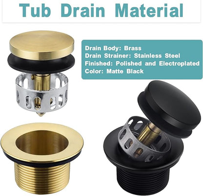 BESTILL Tip-Toe Bathtub Drain Bath Tub Trim Set Conversion Kit with Overflow Faceplate, Matte Black