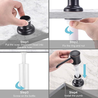 SAMODRA Sink Soap Dispenser for Kitchen Oil Rubbed Bronze Dish Lotion Dispenser 12 OZ Bottle Built in Design Refill from The Top