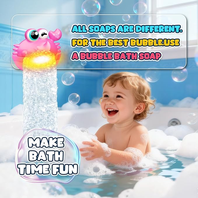 Bath Toys for Kids Ages 1-3,Light Up Baby Bath Toys Crab Bubble Maker with Colourful Light Toddler Bathtub Birthday Gifts Christmas Stocking Stuffers for Boys Girls Aged 1-3 2-4 3-5
