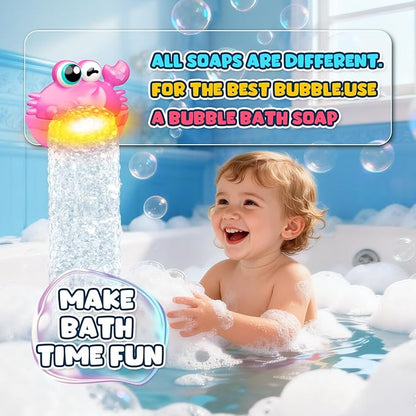 Bath Toys for Kids Ages 1-3,Light Up Baby Bath Toys Crab Bubble Maker with Colourful Light Toddler Bathtub Birthday Gifts Christmas Stocking Stuffers for Boys Girls Aged 1-3 2-4 3-5