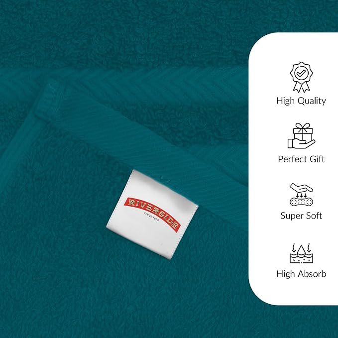 RIVERSIDE Pack of 2 Extra Large Bath Sheets 35 x 70 Inches - 100% Ring Spun Cotton Hotel Quality Oversized Bath Towels - Super Soft, Highly Absorbent & Quicker to Dry - Teal
