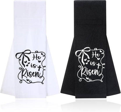 Shimeyao 2 Pcs Christian Cross Football Pitching Towel with Hook and Loop Closure, Cotton Quarterback Sports Towel with Bible Cross for Football Jesus Faith White and Black