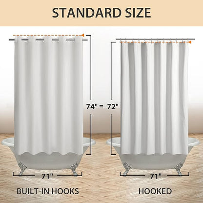 River Dream No Hook Hotel Cloth Shower Curtain Microfiber - Waterproof Soft Washable Fabric Shower Curtain or Liner with Magnets, White, Standard Size