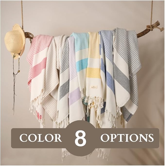 Ruvy Home Basics 2 Pack Turkish Beach Towels – Oversized Quick-Dry Bath Towels (40 x 72 Inches) – 100% Cotton Large Towels for Pool, Yoga, Travel, Camping Essentials, and Bathroom Decor - Yellow