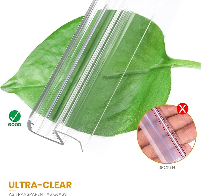 Bathroom Shower Glass Door Bottom Seal Strip, 2PCS 36 Inch Long Clear PVC Seal Strips for 1/4"(6mm) Thick Framless Glass Door Panel