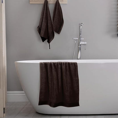 Belizzi Home Ultra Soft 3 Pack Cotton Towel Set, Contains a Bath Towel 28x55 inch, a Hand Towel 16x24 inch & a Wash Coth 12x12 inch, Ideal Everyday use, Compact & Lightweight -Chocolate Brown