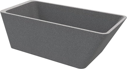 65'' Stone Resin Solid Surface Freestanding Bathtub, Terrazzo Bathtub Soaking Tub，Modern Elegant Design Soaking Stand Alone Tub, Matte Greyish stone, Drain and Overflow Included 009-1650