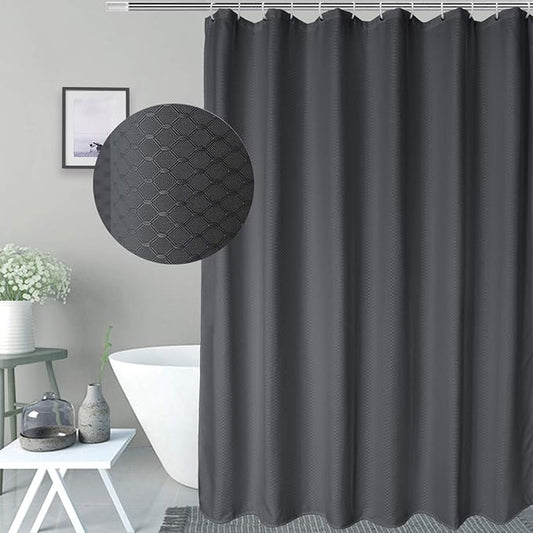 AooHome Extra Long 72x86 Inch Shower Curtain, Polyester Waffle Weave Design Bath Curtain with Hooks, Weighted Hem, Heavy Weight, Water Repellent, Charcoal