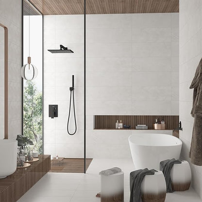 Hoimpro 12 Inch Shower Rain Head Shower System Faucet Set 2 in 1 Handheld Showerhead Wall Mounted, Rainfall Showert Head Fixture Combo, Oil Rubber Bronze