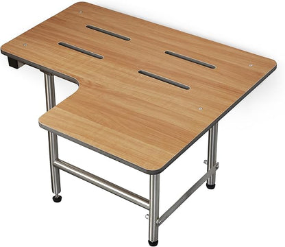 Seachrome 32" x 22.5” Teak Reversible Folding Transfer Tub/Shower Seat, ADA Compliant