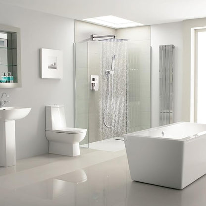 Shower Faucet Set, Rainfall Shower System Complete Wall Mounted for Bathroom with 12 Inch Shower Head and Handheld Rain Mixer Combo Kit with Shower Valve and Shower Trim, Brushed Nickel