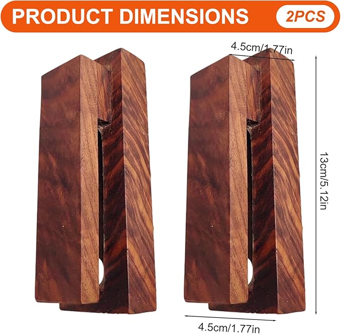 2Pcs Wooden Towel Racks for Bathroom, Wall Mounted Wooden Towel Hooks for Bathroom Kitchen Home Decoration Easy to Install Black Walnut