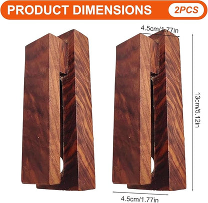 2Pcs Wooden Towel Racks for Bathroom, Wall Mounted Wooden Towel Hooks for Bathroom Kitchen Home Decoration Easy to Install Black Walnut