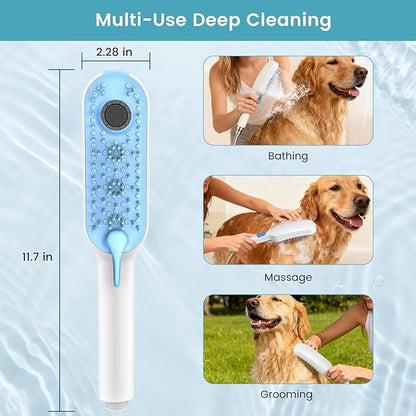 4 Mode Dog Shower Attachment, Dog Shower Sprayer with 78 Inches Stainless Steel Hose, ABS Diverter, Adhesive Holder, for Fast Easy Dog Bathing and Cleaning, Indoor/Outdoor Use