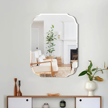 Silver Wall Mirror-Beveled Edge Frameless Mirrors for Bathroom, Vanity, Bedroom, Rectangle Mirrors（17.8X23.7inch）