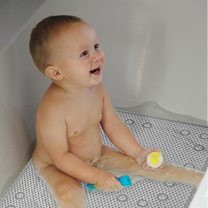Double Layer Foam Non Slip Bathtub Mat 37x17in, More Comfortable and Thicker Tub Mat Than Ordinary Foam Shower Mat, Bath Mat for Tub with Suction for Comfort and Safety (Grey, 36'' x 17'')