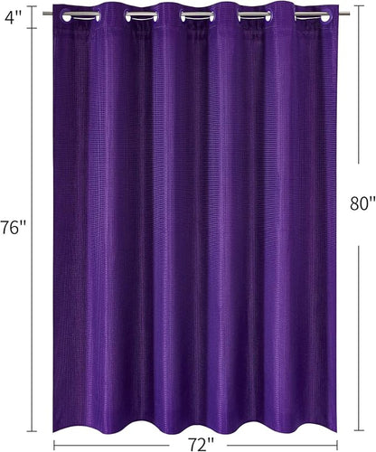 MitoVilla Purple Waffle Long Shower Curtain Liner Set 72 x 80, No Hooks Required 80 inch Long Fabric Cloth Shower Curtain Set with Cloth Snap-in Liner for Modern Hotel Bathroom Decor, Lavender