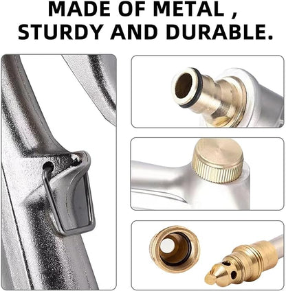 Hose Sprayer Nozzle Heavy Duty, High Pressure Hose Nozzle Water Adjustable Spray Gun Metal Brass Hose Attachment for Washing car, Cleaning, Watering Plants, lawn, Outdoor Gardening.