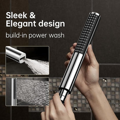 Veken 10'' All Metal Rain Shower Head with Handheld Spray Combo, Hand Held Bathroom Showerhead Combo with Extension Arm, Dual shower with Power Wash, Adjustable Rainfall Shower Head, Chrome