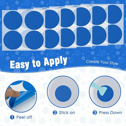 S&X 24 Pcs Non Slip Shower Stickers (Large 4" Round), Blue Anti Slip Grip Decals, High Traction Bathtub Dots, Durable Grit Stickers for Kids & Family Safety with Scraper