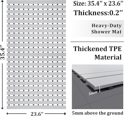 Non Slip Large Shower Mat(35.4"*23.6"),Extra Large Shower Mats for Inside Shower, Non Slip Shower Mat for Elderly,Non Suction Cups Heavy Duty Bathtub Mat,Rubber