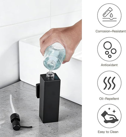 Black Soap Dispenser, Wall-Mounted 304 Stainless Steel Liquid Soap Dispenser for Kitchen and Bathroom