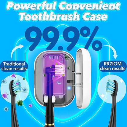 RRZIOM Toothbrush Sanitizer Case, Portable Toothbrush Covers Rechargeable, Rechargeable Toothbrush Cleaner Holder Case for Travel Home, Detachable Toothbrush Cover Cap for All Toothbrushes (White)