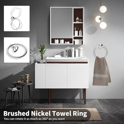 Newfun 8-Pieces 24" Bathroom Hardware Set, Bathroom Accessory Set, Includes 24" Adjustable Bath Towel Bar, Towel Rings Wall Mounted, Toilet Paper Holder, Robe Towel Hooks (Polished Chrome)